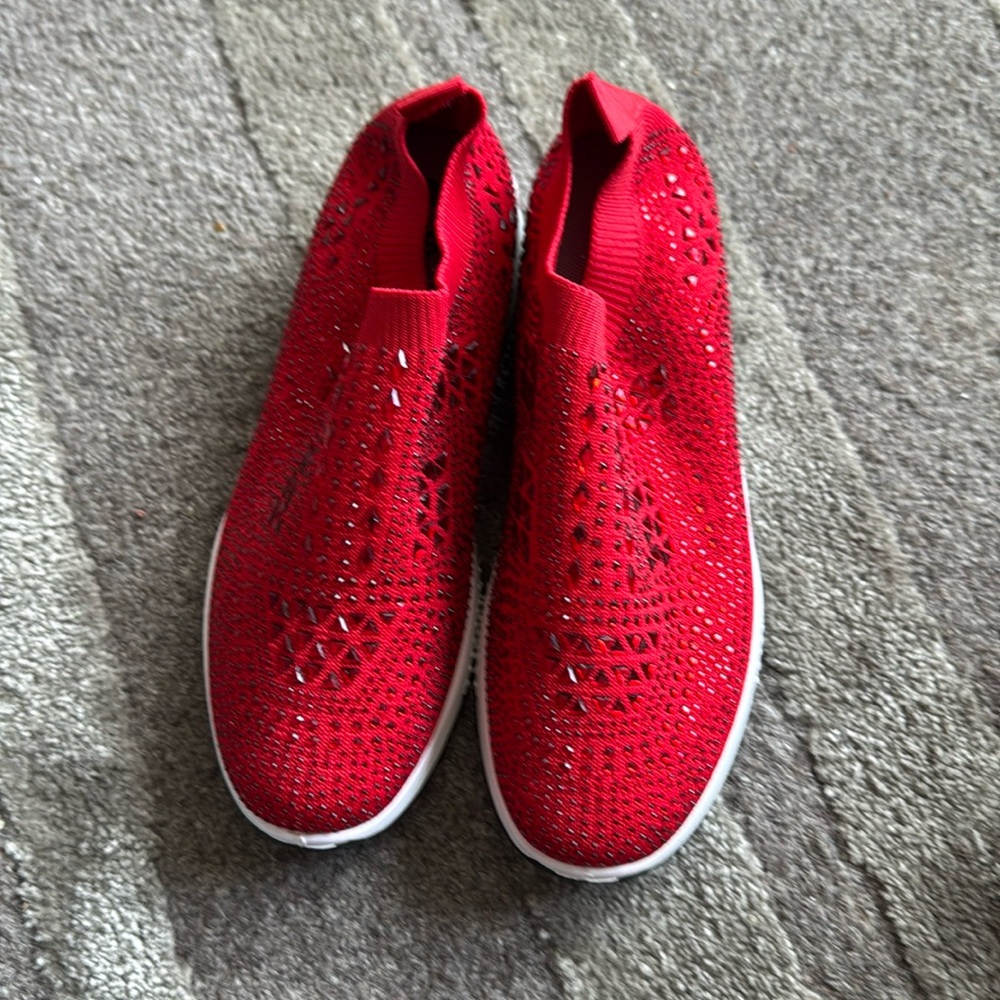 New In Original Box Size 10 Woman’s G.N.D Red Rhinestud Slip-on Sneakers